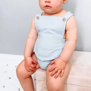 Blue Stripes unisex romper Smash Cake Birthday Outfit Clothes bodysuit jumpsuit